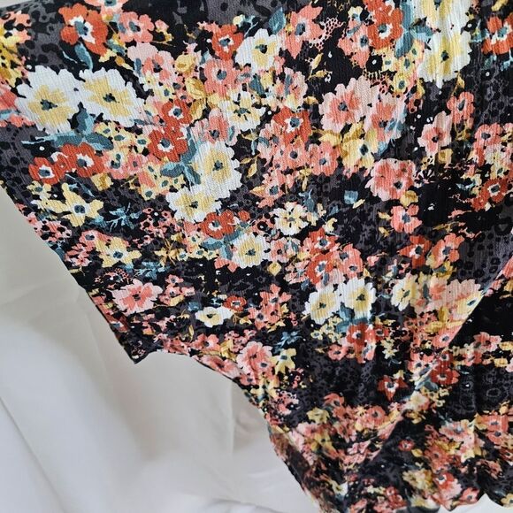 Maurices Black Floral Kimono One Size - Picture 4 of 11